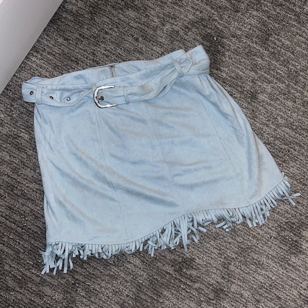 Kittenish Light blue suede mini skirt, Size XXL,Perfect Condition,zipper closure